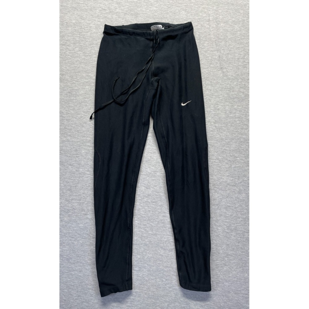 Nike Dri-Fit Ankle Leggings Womens Medium Black Drawstring Gym Training Athletic